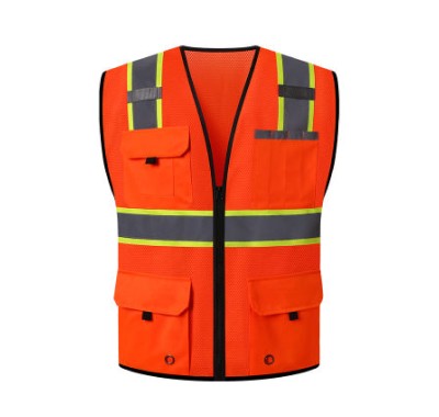 Recycled Orange Construction Vest Wholesaler